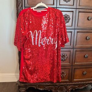 Red Sequin 'Merry' Top